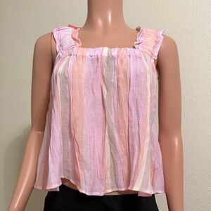 Blu Pepper Ruffled Pink and White Striped Blouse